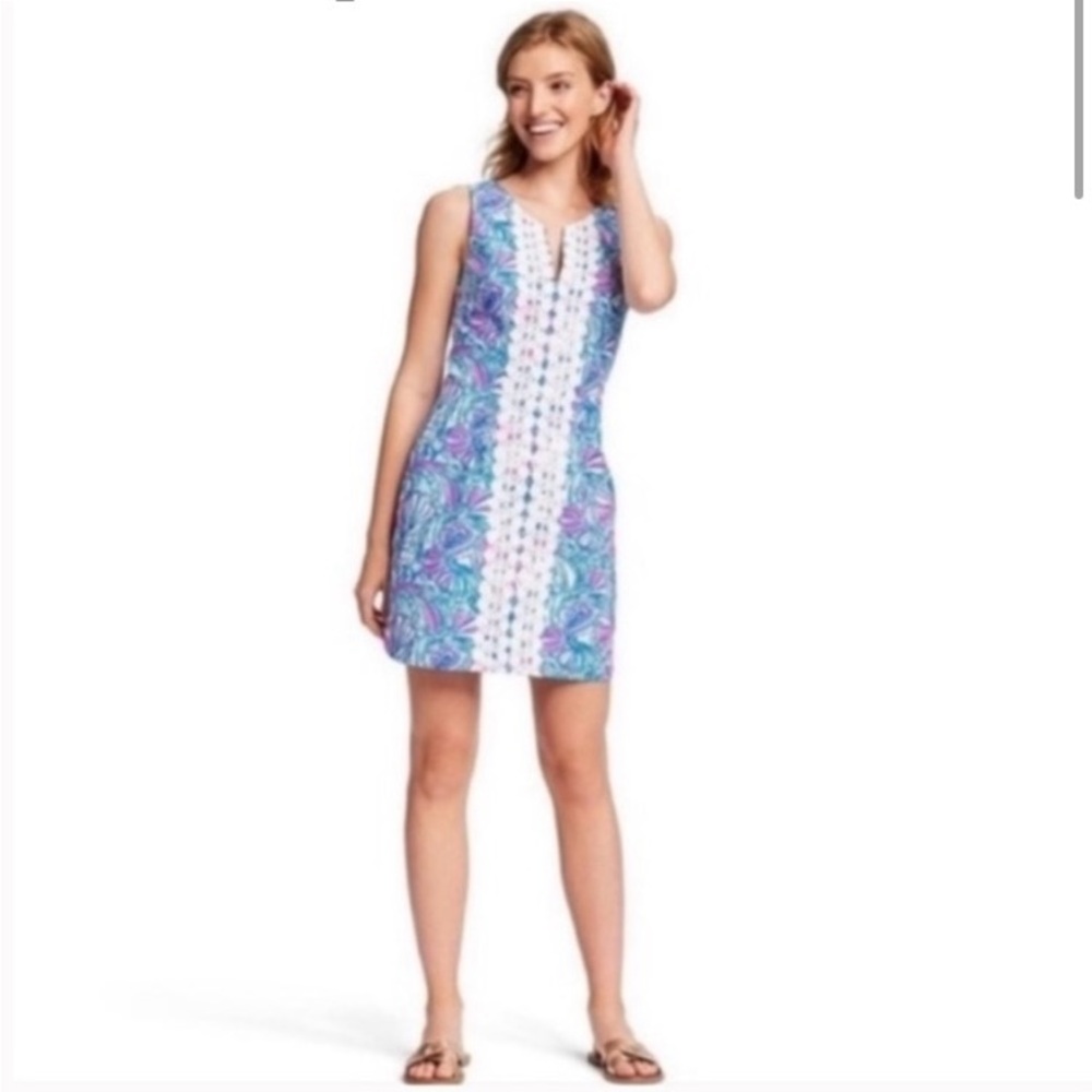 Lilly Pulitzer 20th Anniversary collection My Fans print shift dress size 8